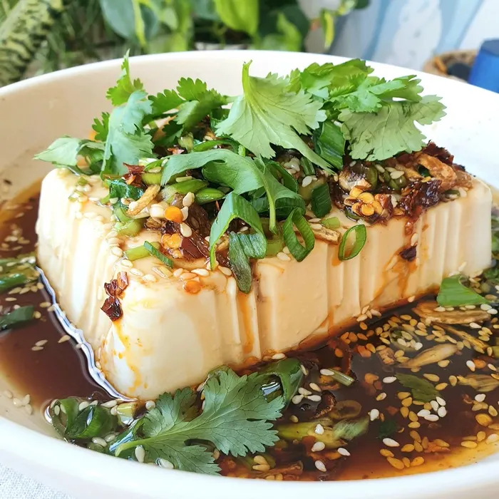 Vegan Vegetarian Silken Tofu with Sesame Soy Sauce — Chinese recipe