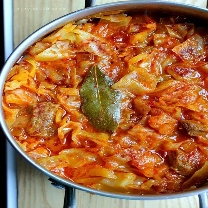 Gluten-Free Dairy-Free Lakra me Mish Cabbage and Meat Stew