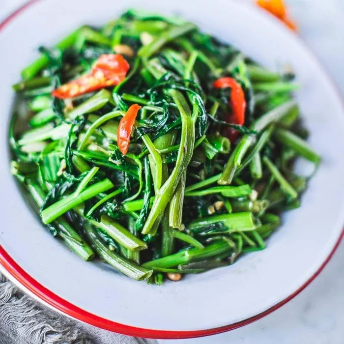 Gluten-Free Dairy-Free Cambodian Stir-fried Morning Glory with Pork, Fermented Soybeans, and Garlic