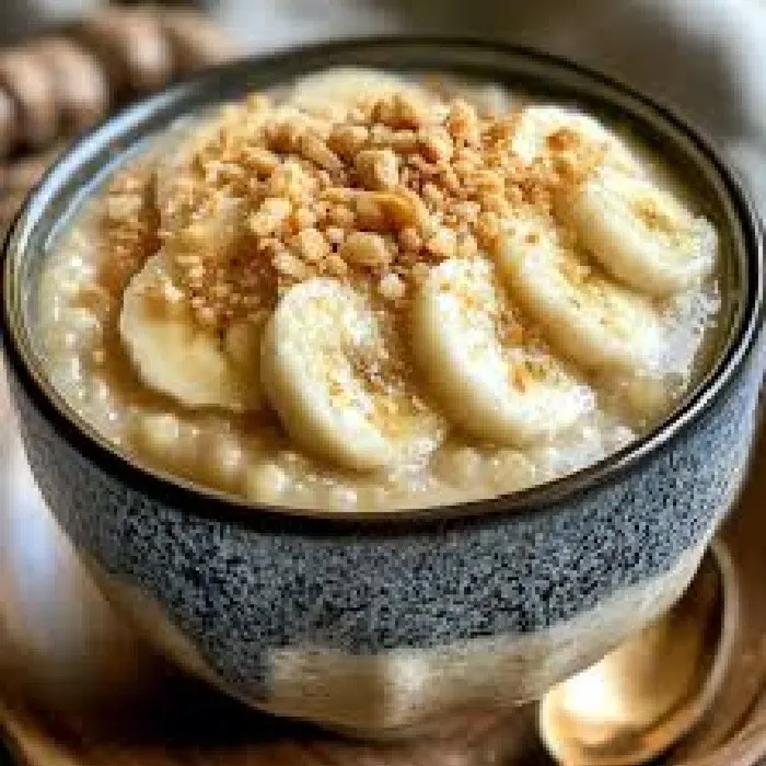 Vegetarian Gluten-Free Authentic Laos Tapioca Pudding with Bananas