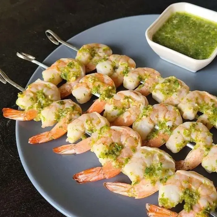 Gluten-Free Dairy-Free Camaro Grelhado Com Molho Cru (Grilled Prawns with Green Onion Sauce)