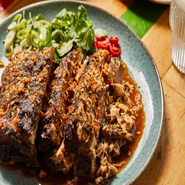 Vegan Vegetarian Slow-cooked, Wadadli-spiced Cubano pork belly
