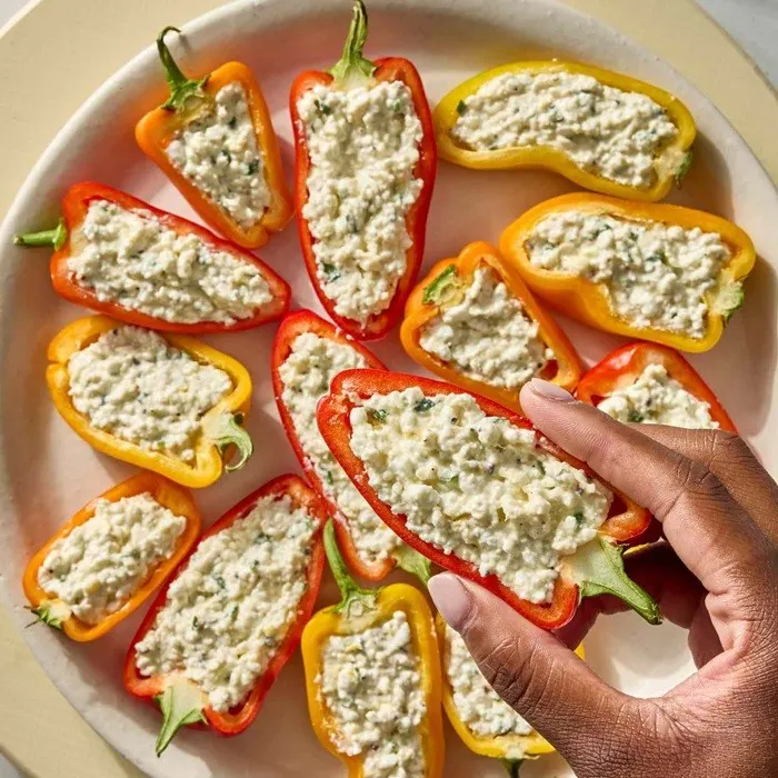 Vegetarian Gluten-Free Cottage Cheese And Feta Stuffed Peppers