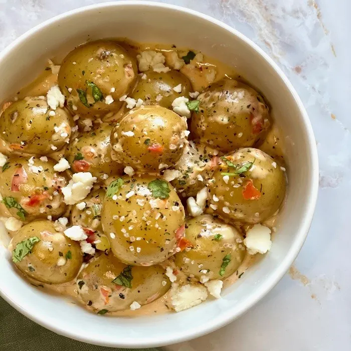 Gluten-Free Nut-Free Papas Chorreadas Recipe (Potatoes with Cream and Cheese Sauce)
