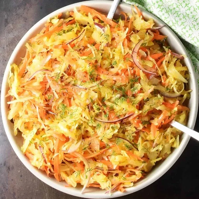 Vegetarian Dairy-Free Sauerkraut and Fish Salad